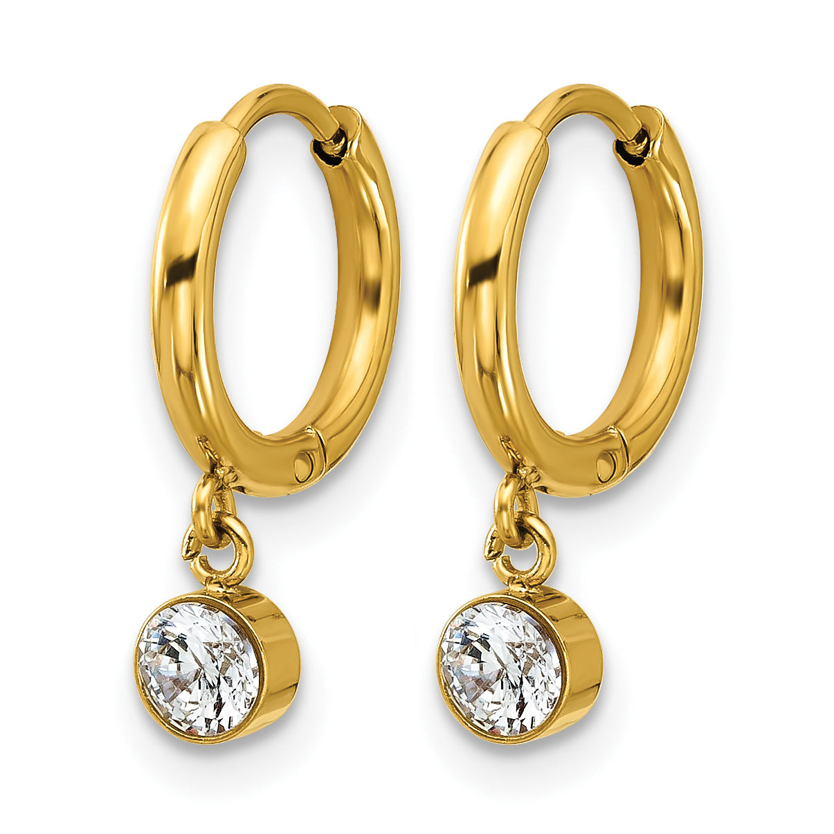 Stainless Steel Gold-Tone Polished Hinged Hoop Earrings for Women