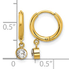 Stainless Steel Gold-Tone Polished Hinged Hoop Earrings for Women