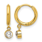 Stainless Steel Gold-Tone Polished Hinged Hoop Earrings for Women