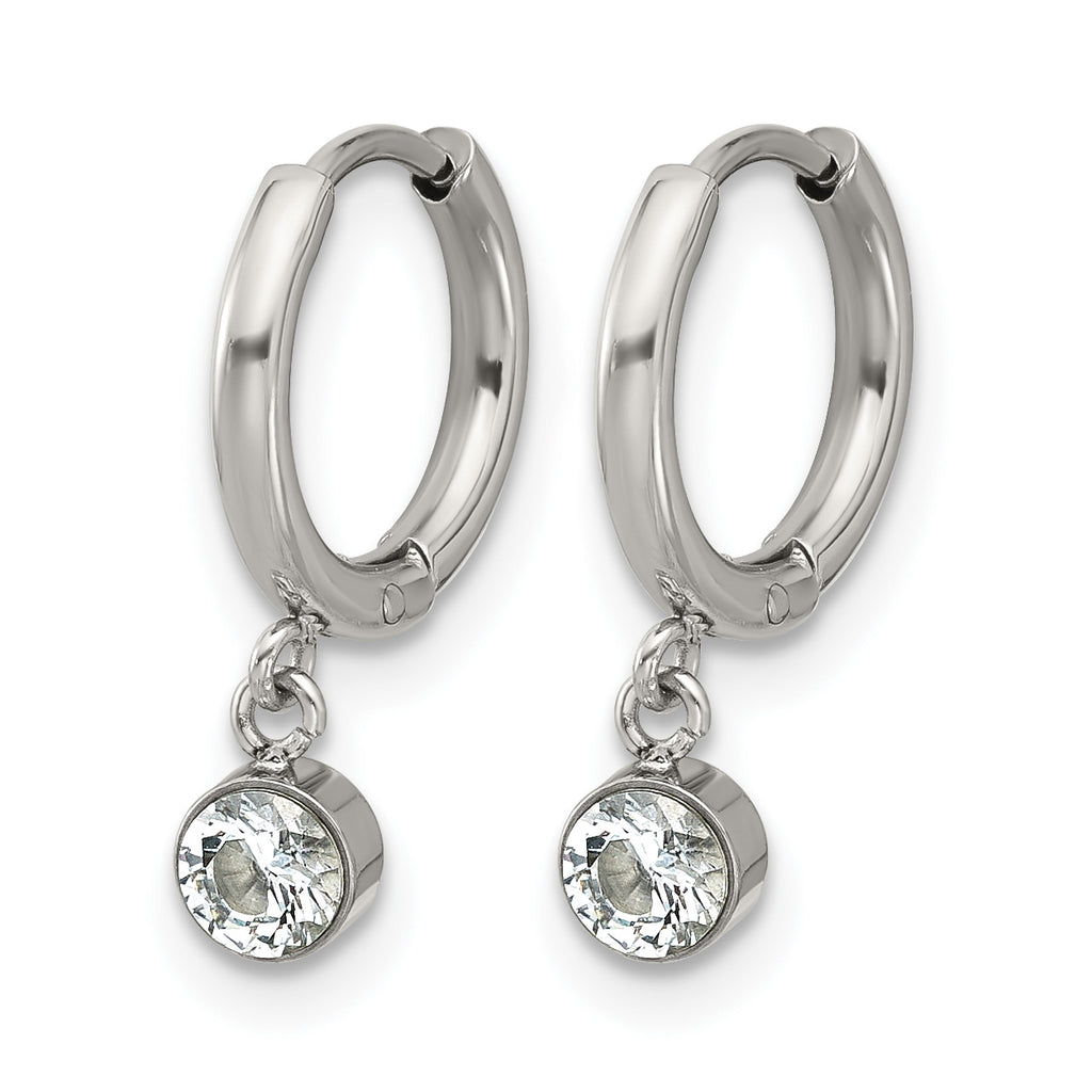 Stainless Steel Polished Hinged Hoop Earrings for Women