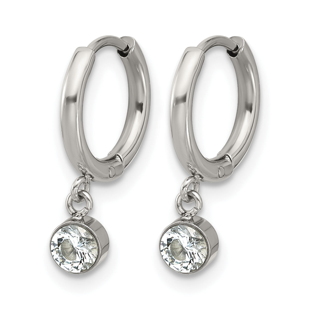 Stainless Steel Polished Hinged Hoop Earrings for Women
