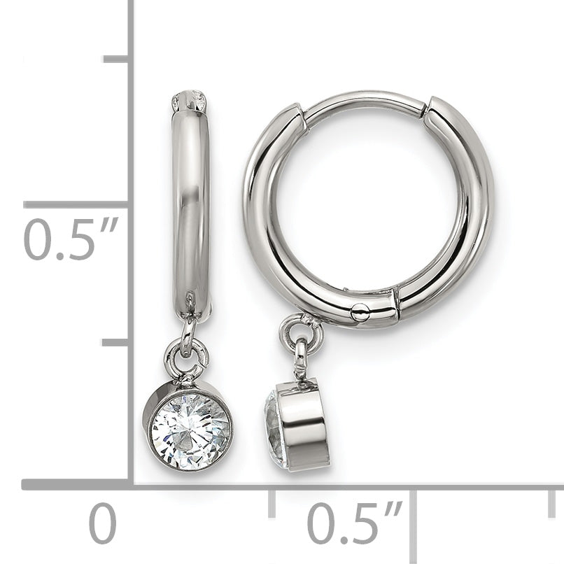 Stainless Steel Polished Hinged Hoop Earrings for Women
