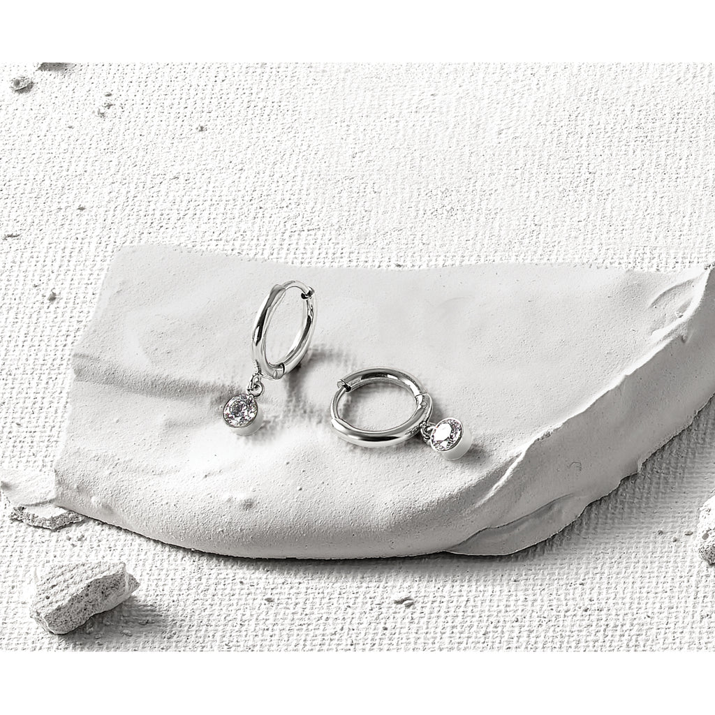 Stainless Steel Polished Hinged Hoop Earrings for Women