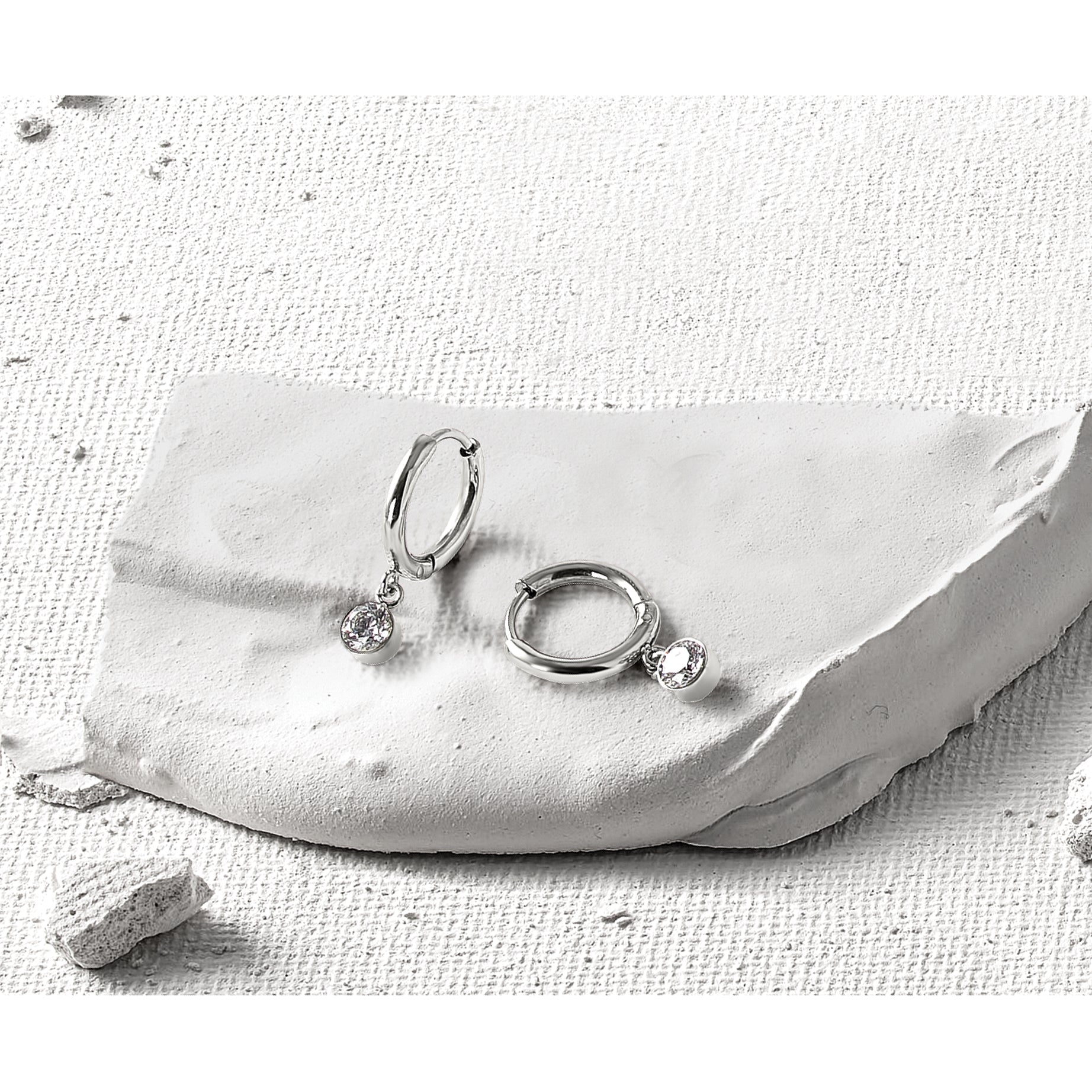 Stainless Steel Polished Hinged Hoop Earrings for Women