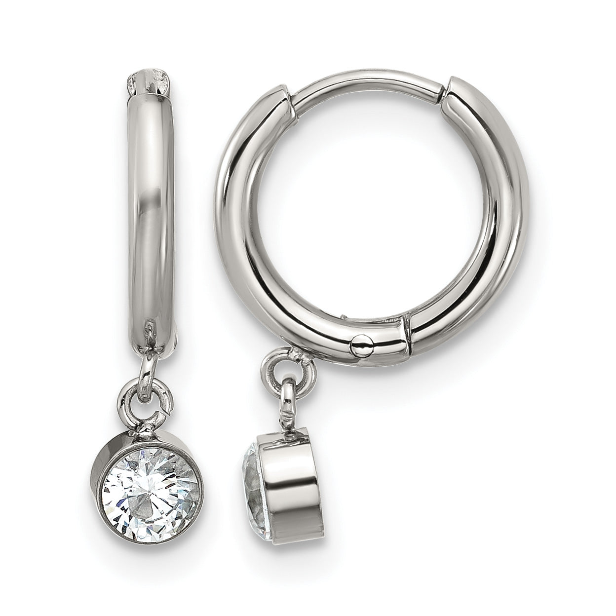 Stainless Steel Polished Hinged Hoop Earrings for Women