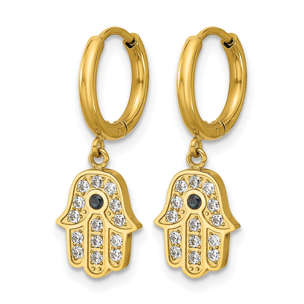 Stainless Steel Gold-Tone Polished Hinged Hoop Earrings for Women