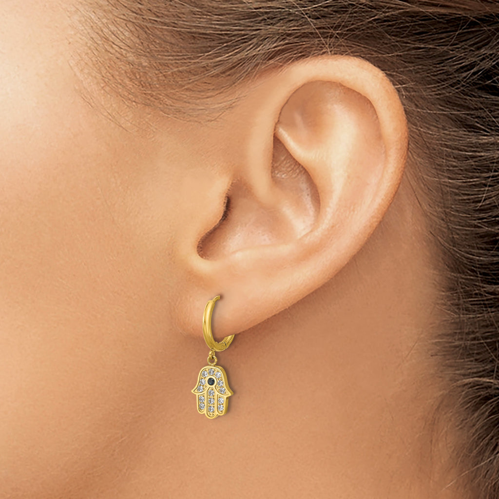 Stainless Steel Gold-Tone Polished Hinged Hoop Earrings for Women