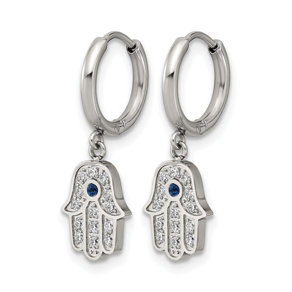 Stainless Steel Polished Hinged Hoop Earrings for Women