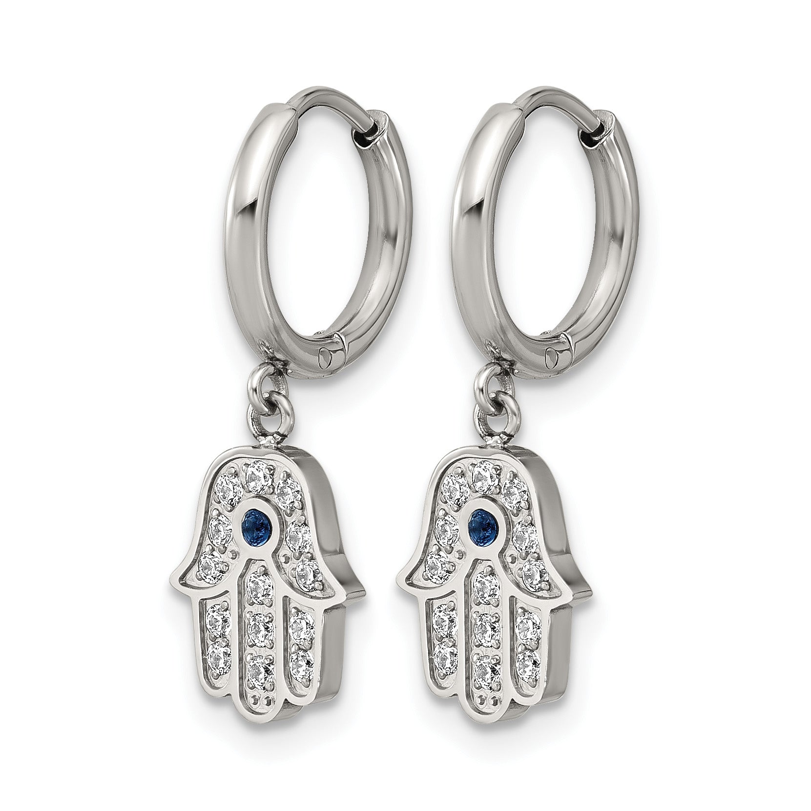 Stainless Steel Polished Hinged Hoop Earrings for Women