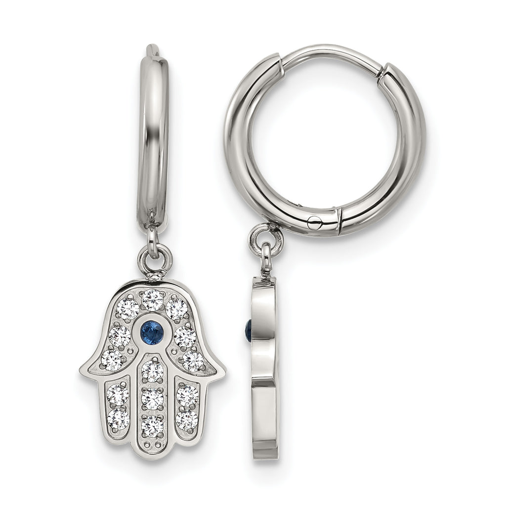 Stainless Steel Polished Hinged Hoop Earrings for Women
