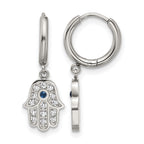 Stainless Steel Polished Hinged Hoop Earrings for Women