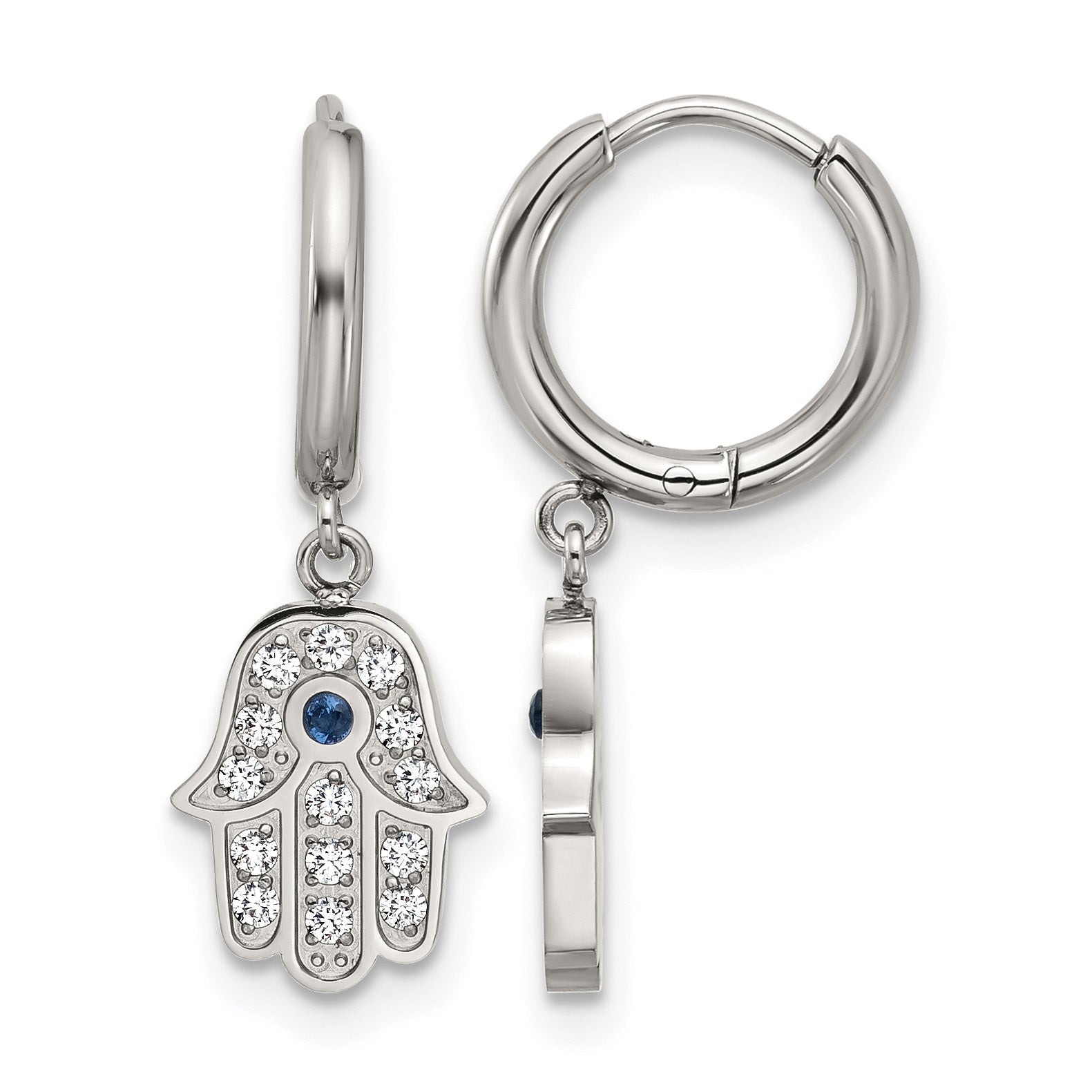 Stainless Steel Polished Hinged Hoop Earrings for Women