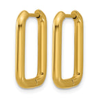 Stainless Steel Gold-Tone Polished Square Hinged Hoop Earrings