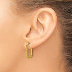 Stainless Steel Gold-Tone Polished Square Hinged Hoop Earrings