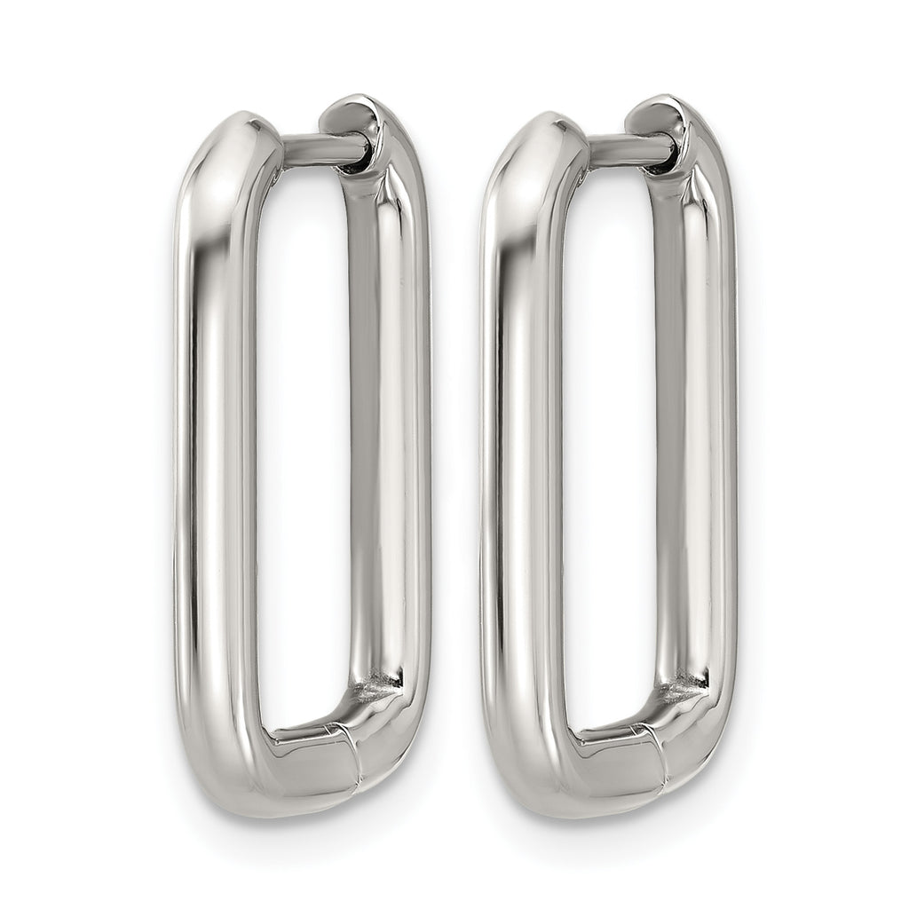 Stainless Steel Polished Square Hinged Hoop Earrings for Women