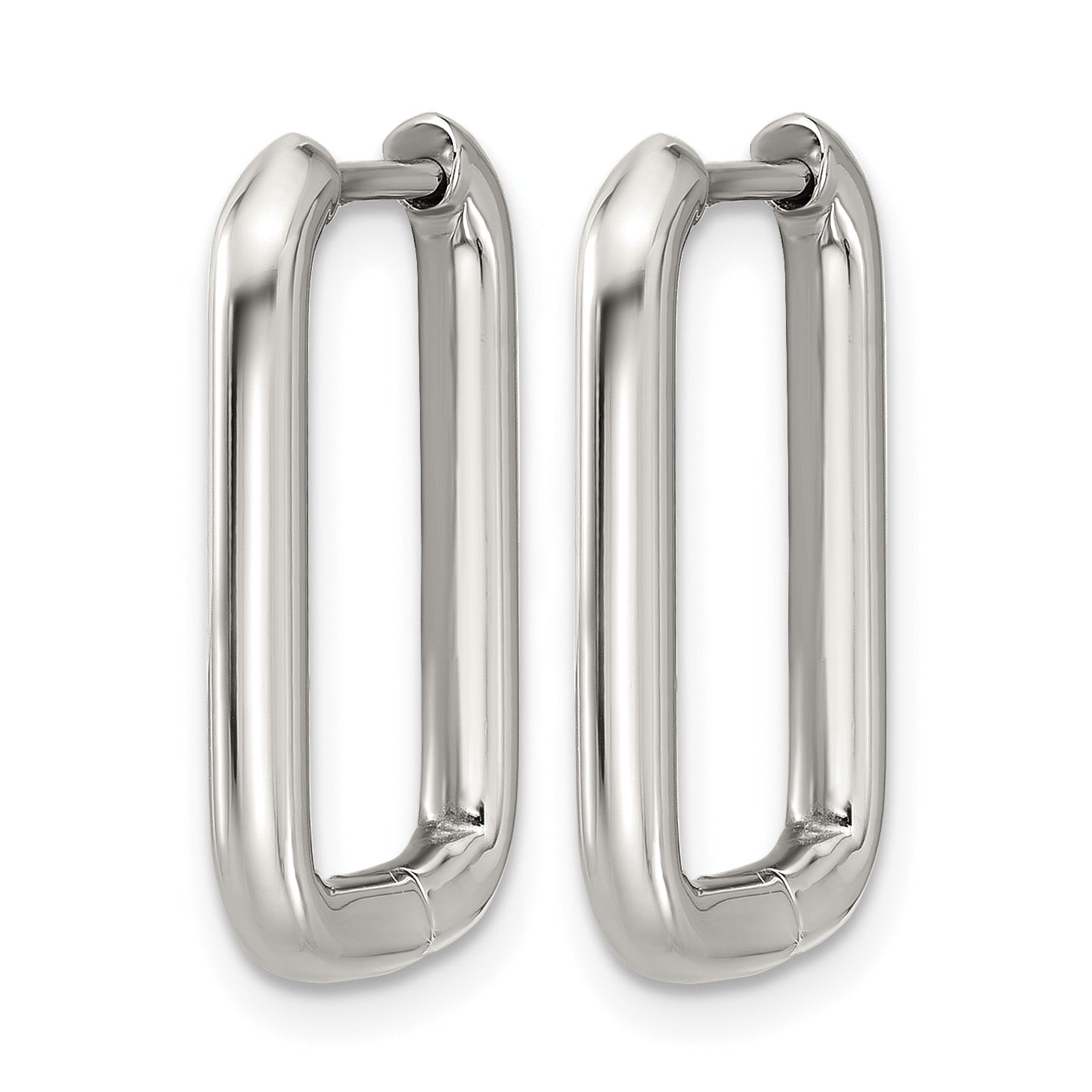 Stainless Steel Polished Square Hinged Hoop Earrings for Women