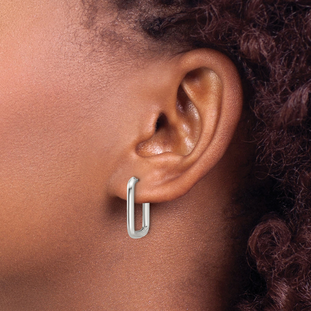 Stainless Steel Polished Square Hinged Hoop Earrings for Women