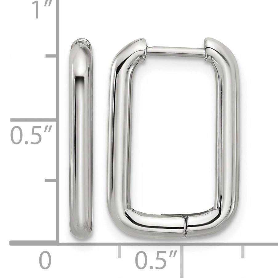 Stainless Steel Polished Square Hinged Hoop Earrings for Women