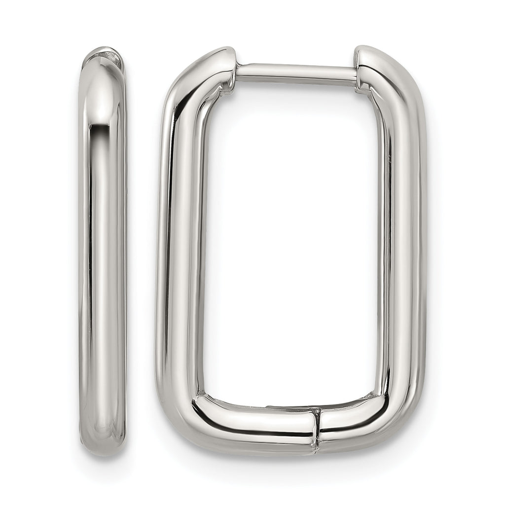 Stainless Steel Polished Square Hinged Hoop Earrings for Women