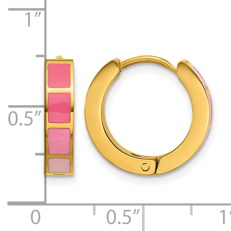Polished Gold-Tone Stainless Steel Hoop Earrings 4mm