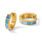 Stainless Steel Gold-Tone Enamel Polished Hinged Hoop Earrings for Women