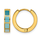 Stainless Steel Gold-Tone Enamel Polished Hinged Hoop Earrings for Women