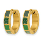 Stainless Steel Gold-Tone Enamel Polished Hinged Hoop Earrings for Women