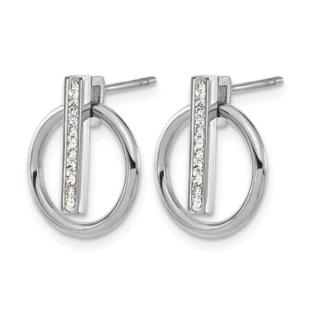 Stainless Steel Polished Crystal Button Earrings for Women