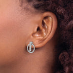 Stainless Steel Polished Crystal Button Earrings for Women