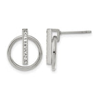 Stainless Steel Polished Crystal Button Earrings for Women
