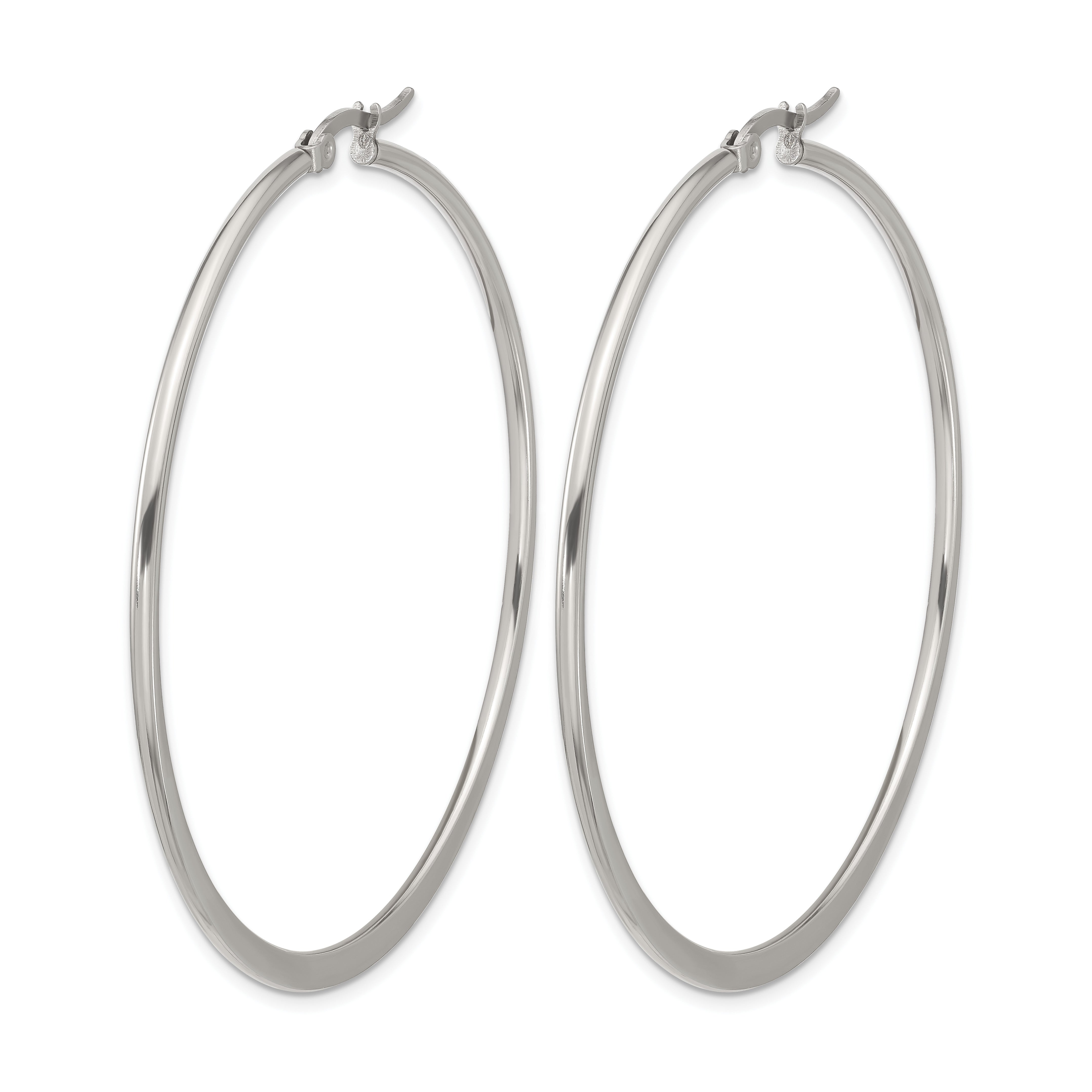 Polished Stainless Steel Hoop Earrings 2mm Diameter Secondary image