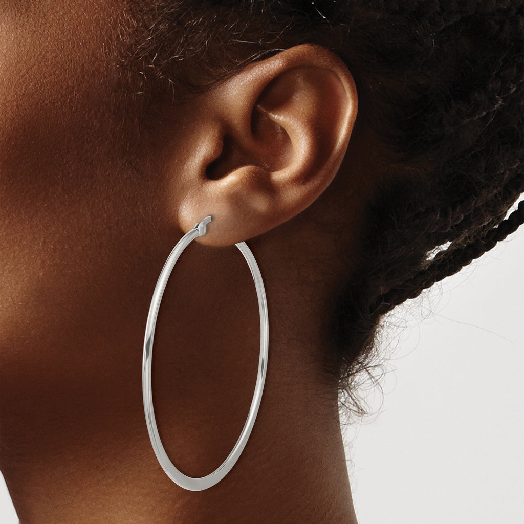 Stainless Steel Polished Hoop Earrings for Women