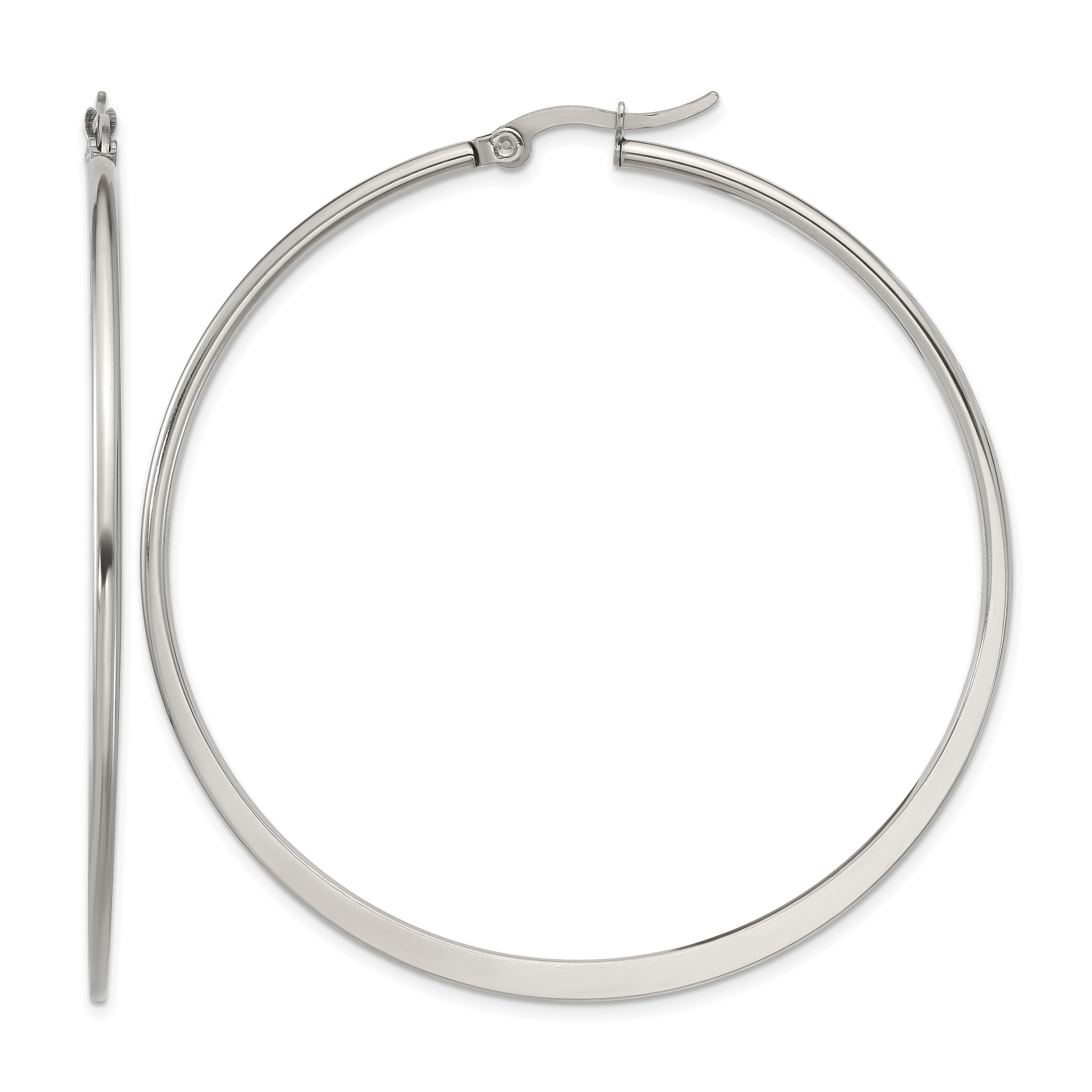 Polished Stainless Steel Hoop Earrings 2mm Diameter Main image