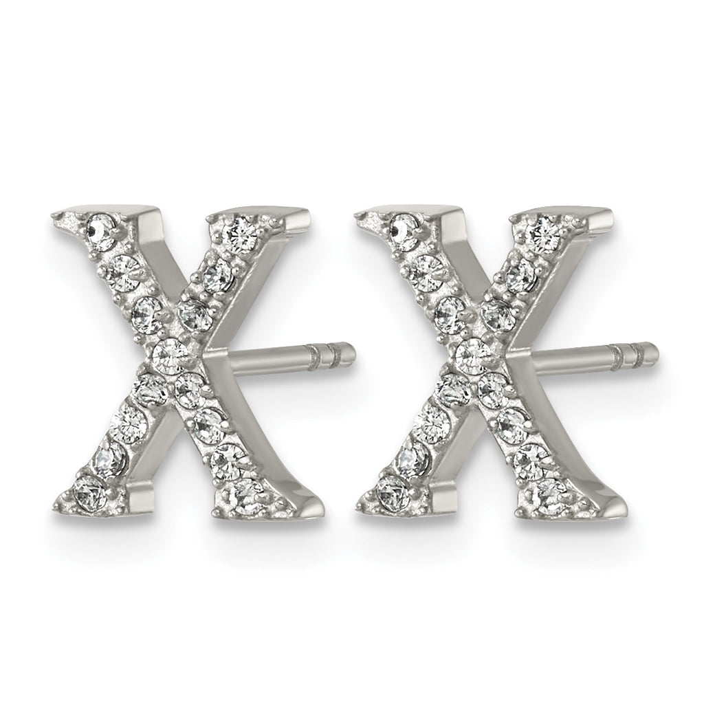 Stainless Steel Cubic Zirconia Button Earrings for Women