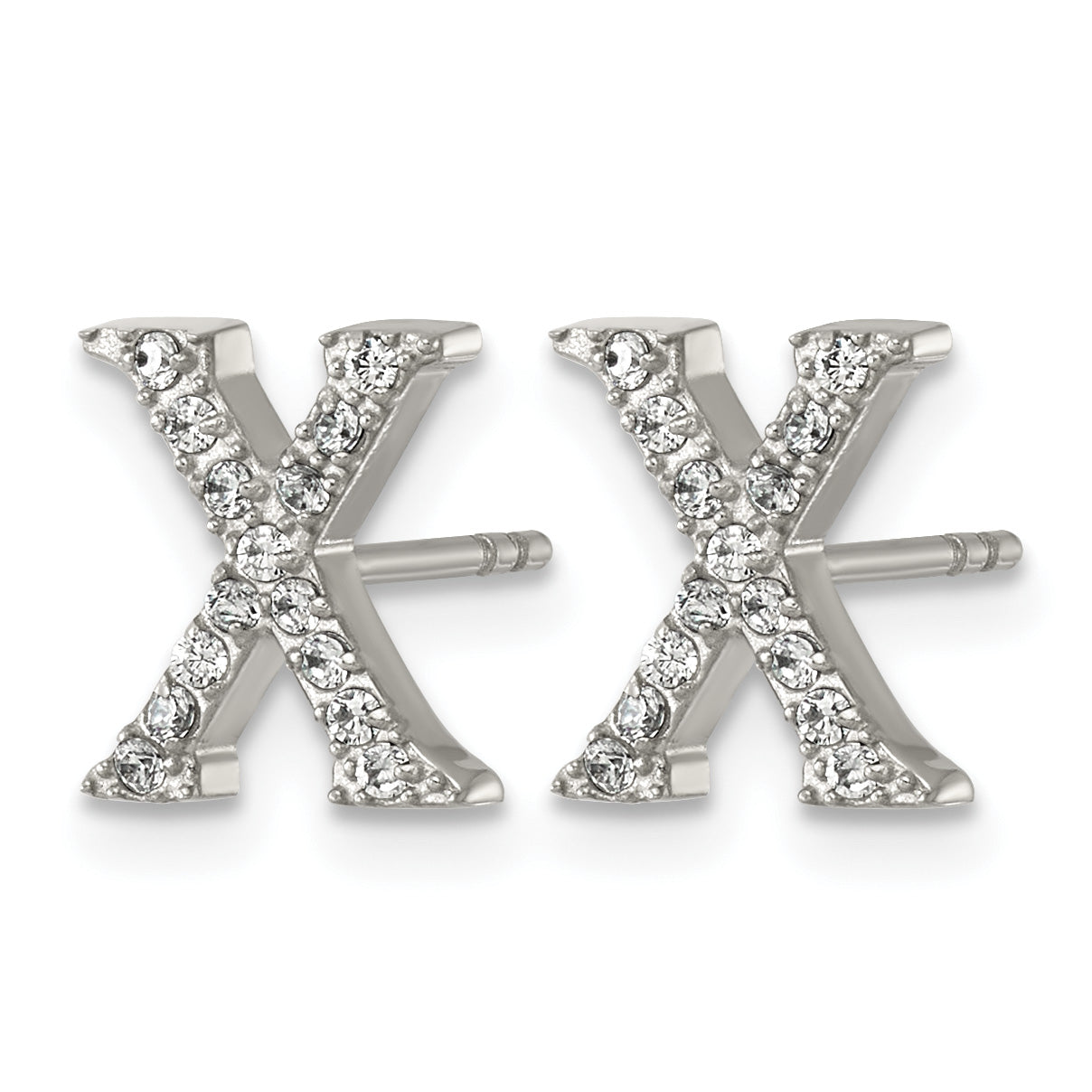 Stainless Steel Cubic Zirconia Button Earrings for Women
