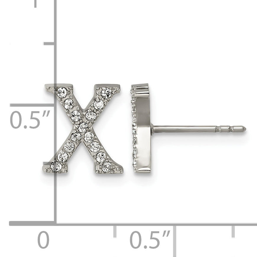 Stainless Steel Cubic Zirconia Button Earrings for Women