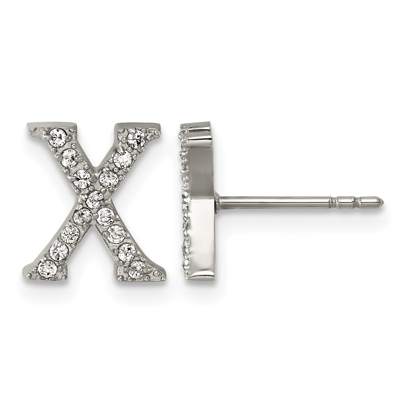 Polished Cubic Zirconia Stainless Steel Button Earrings 8.65mm Main image