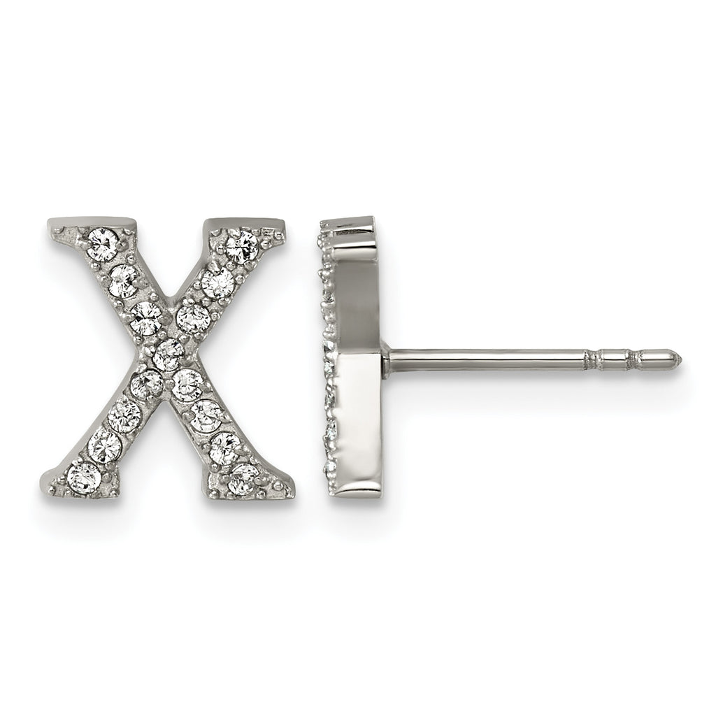 Stainless Steel Cubic Zirconia Button Earrings for Women