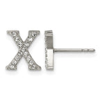 Stainless Steel Cubic Zirconia Button Earrings for Women