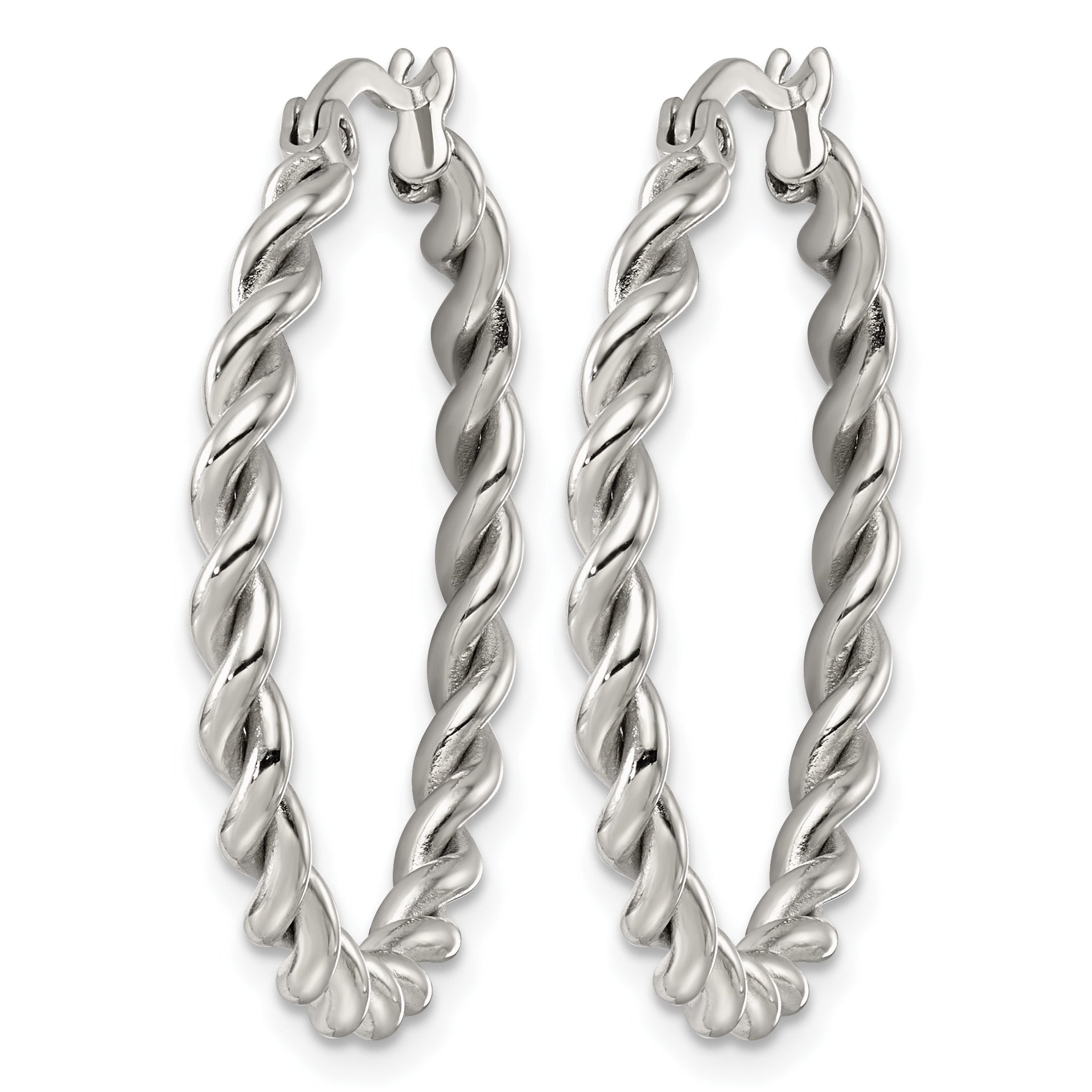 Polished Stainless Steel Hoop Earrings 30.35mm Secondary image