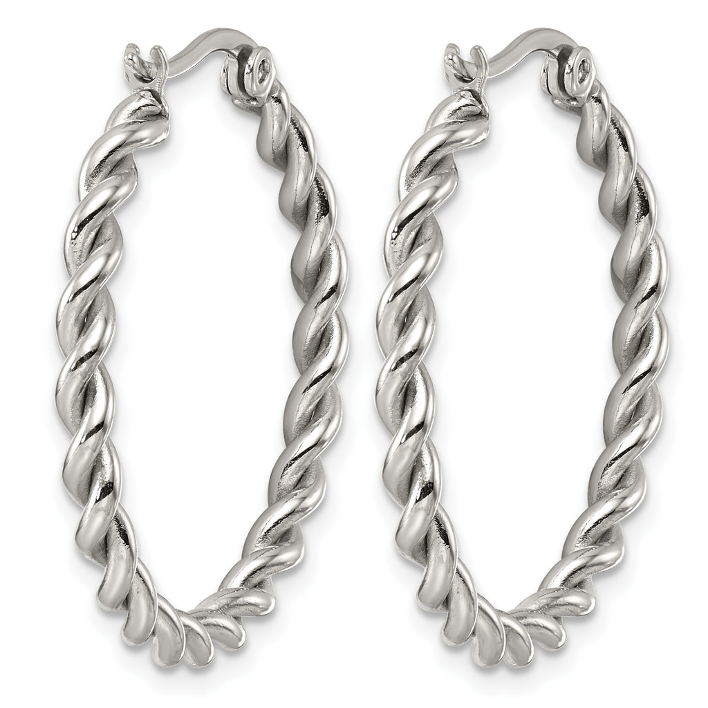 Stainless Steel Twisted Hoop Earrings for Women