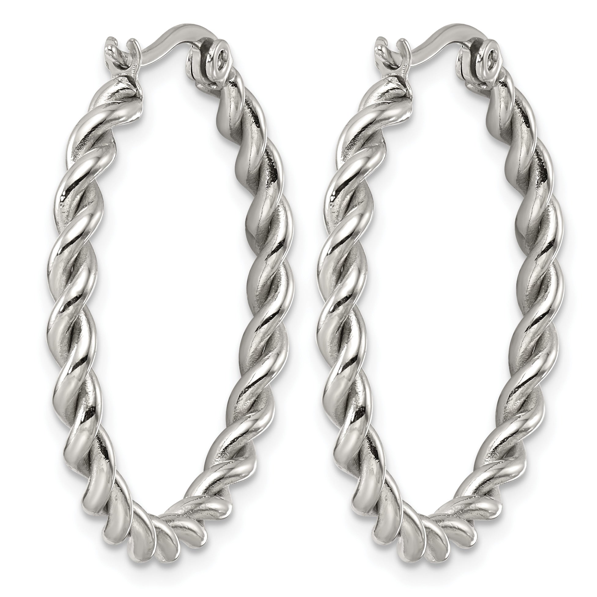 Stainless Steel Twisted Hoop Earrings for Women