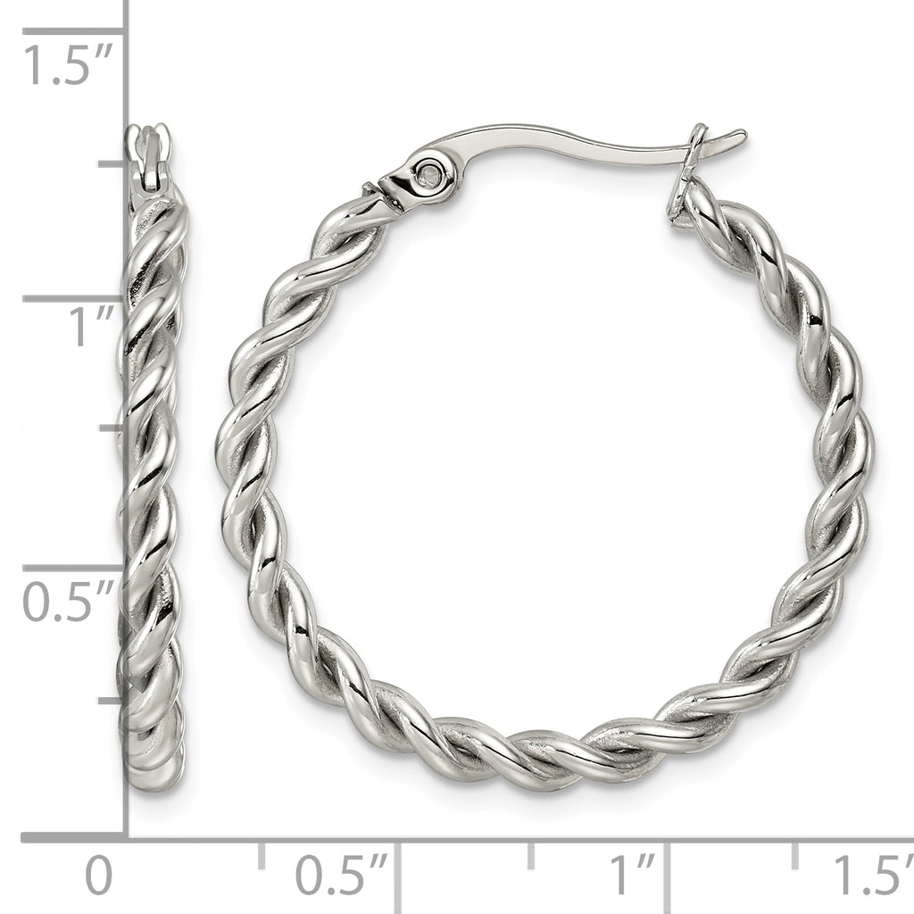 Stainless Steel Twisted Hoop Earrings for Women