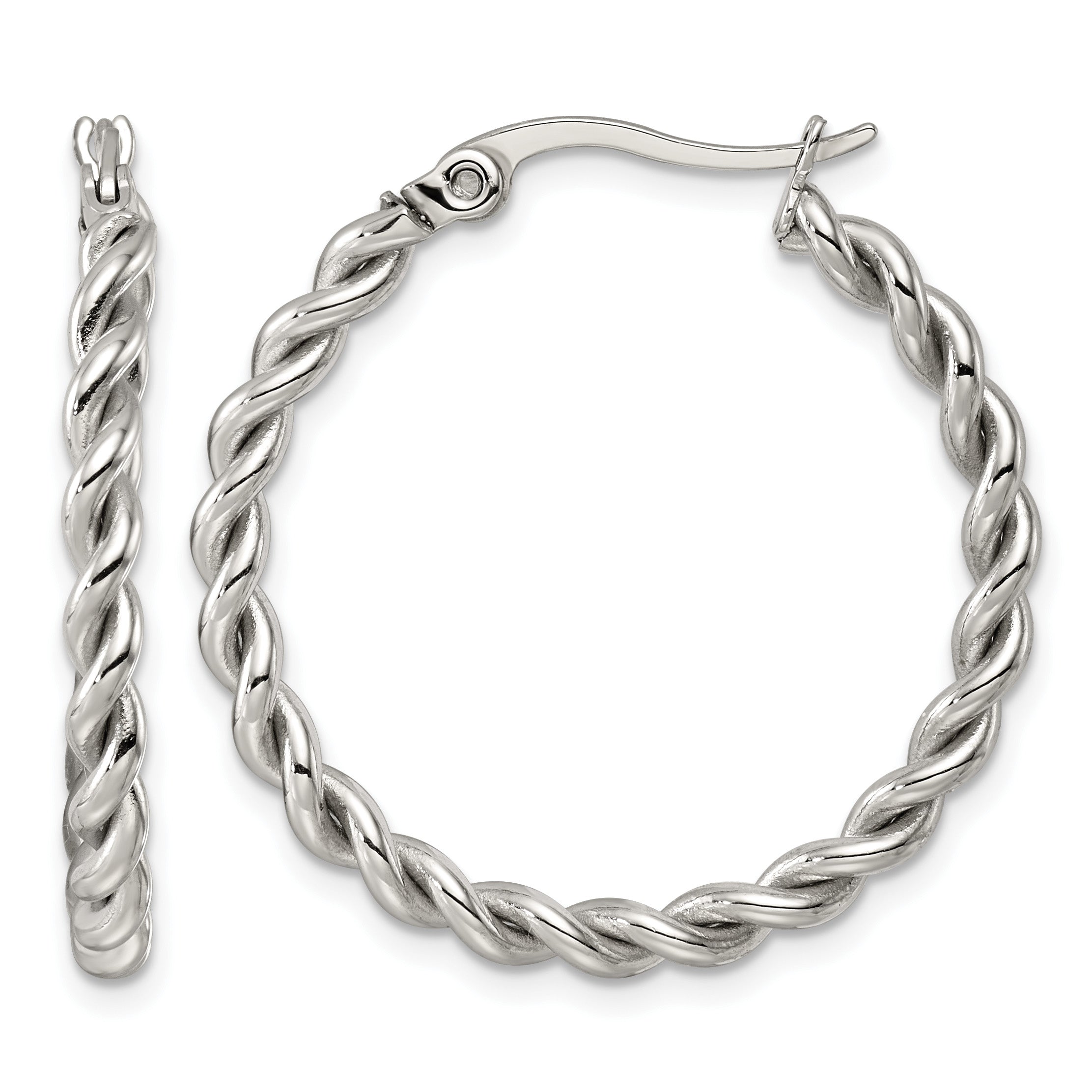 Stainless Steel Twisted Hoop Earrings for Women