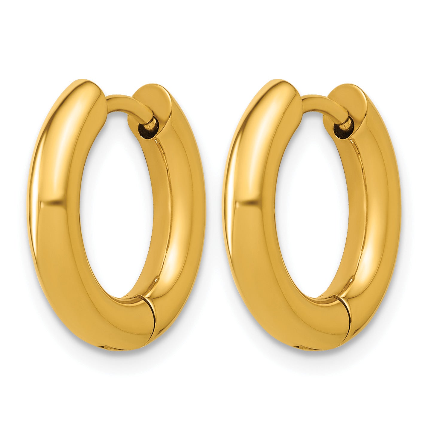 Stainless Steel Gold-Tone Hinged Huggie Hoop Earrings for Women