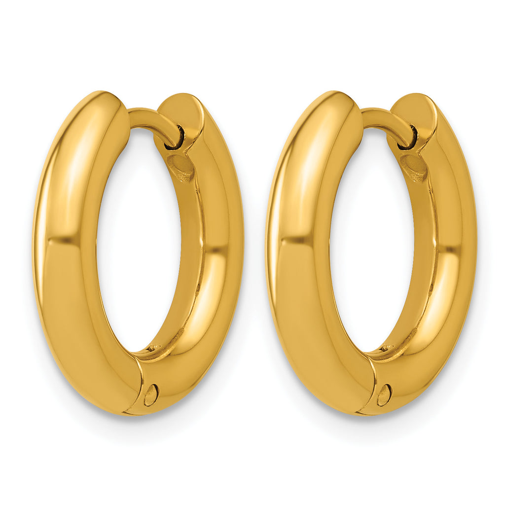 Stainless Steel Gold-Tone Hinged Huggie Hoop Earrings for Women