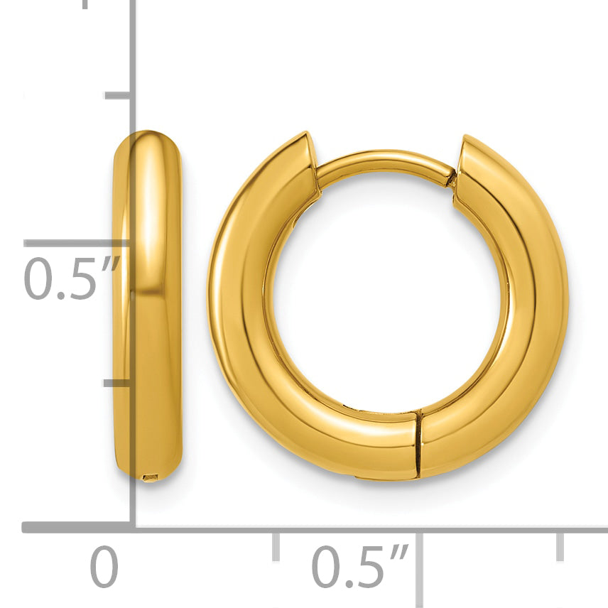 Stainless Steel Gold-Tone Hinged Huggie Hoop Earrings for Women
