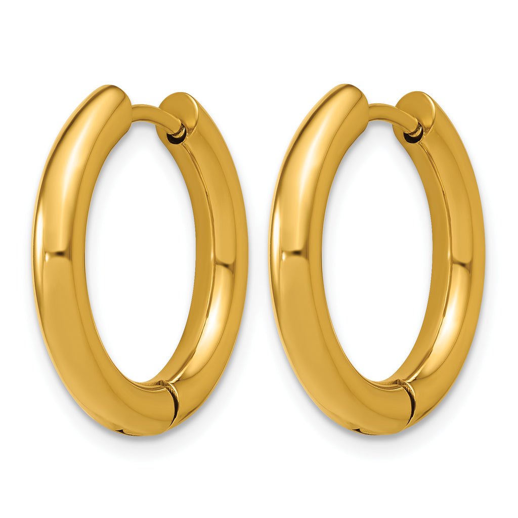 Stainless Steel Gold-Tone Hinged Huggie Hoop Earrings for Women