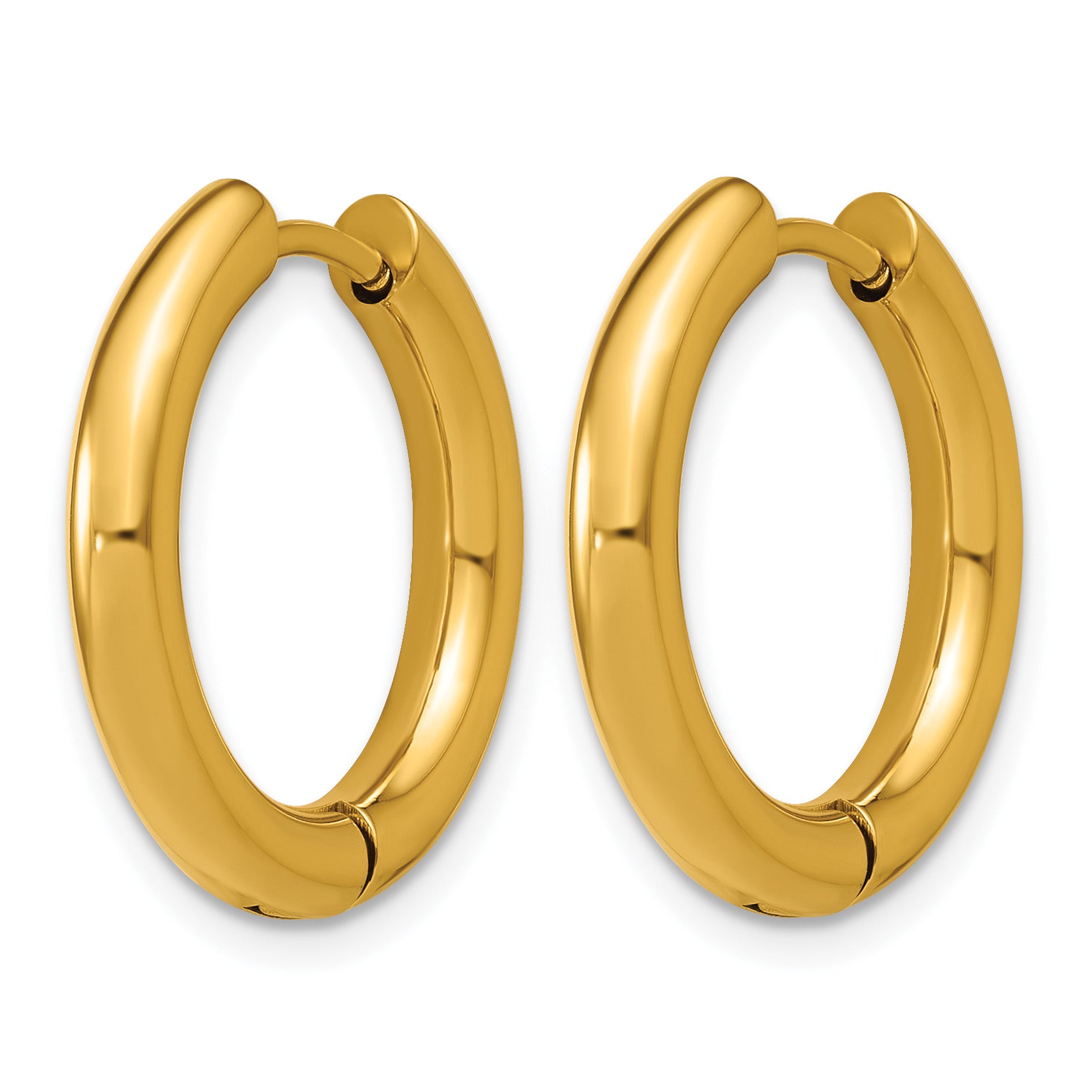 Stainless Steel Gold-Tone Hinged Huggie Hoop Earrings for Women