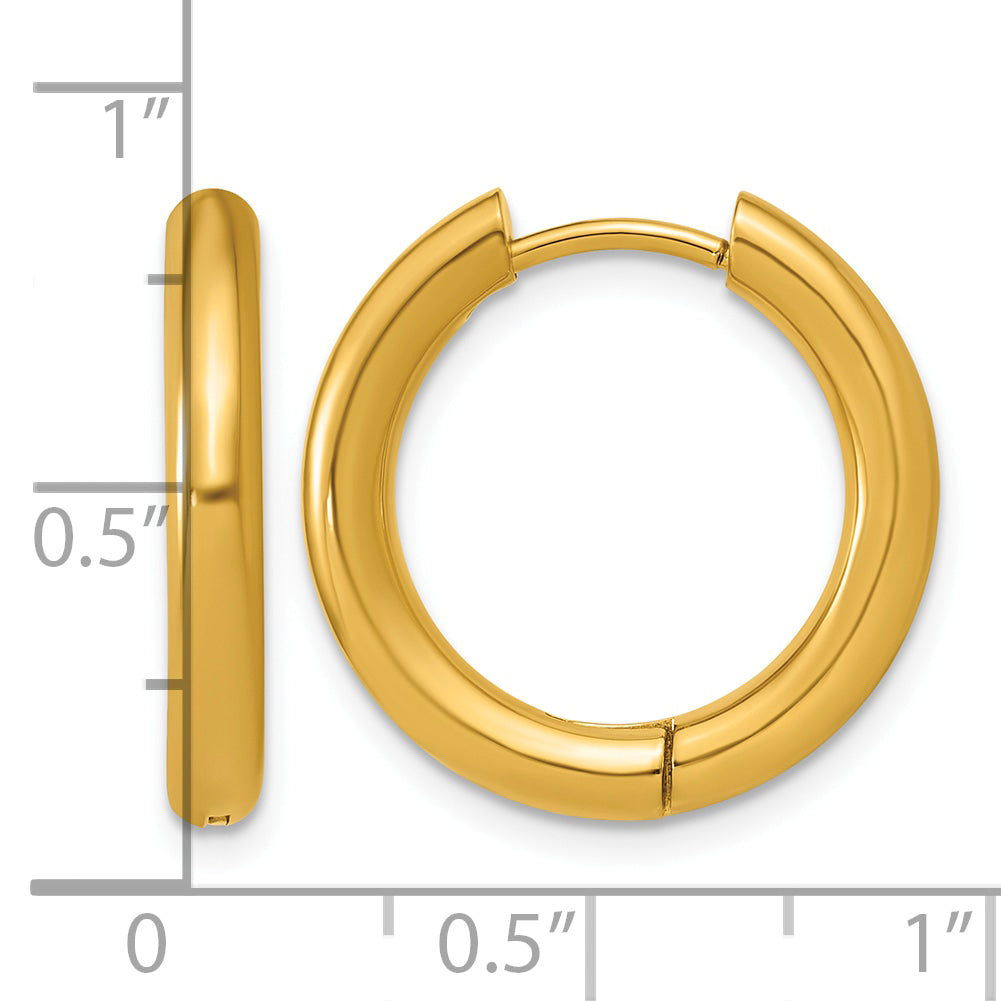 Stainless Steel Gold-Tone Hinged Huggie Hoop Earrings for Women